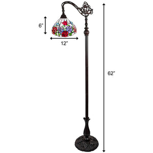 HomeRoots 62" Espresso Floor Lamp with Floral Glass Shade - Elegant Torchiere Design for Ambient Lighting Decor 478079