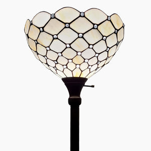 HomeRoots 62" Elegant Brown and White Floor Lamp with White Glass Shade for Cozy, Ambient Lighting Decor 478080