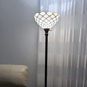 HomeRoots 62" Elegant Brown and White Floor Lamp with White Glass Shade for Cozy, Ambient Lighting Decor 478080