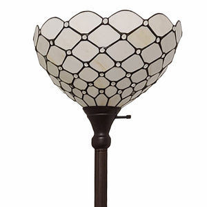 HomeRoots 62" Elegant Brown and White Floor Lamp with White Glass Shade for Cozy, Ambient Lighting Decor 478080