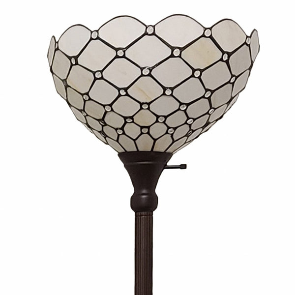 HomeRoots 62" Elegant Brown and White Floor Lamp with White Glass Shade for Cozy, Ambient Lighting Decor 478080