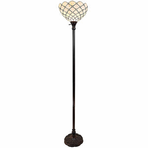 HomeRoots 62" Elegant Brown and White Floor Lamp with White Glass Shade for Cozy, Ambient Lighting Decor 478080