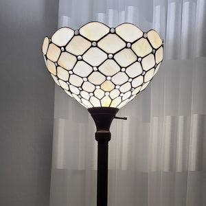 HomeRoots 62" Elegant Brown and White Floor Lamp with White Glass Shade for Cozy, Ambient Lighting Decor 478080