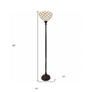 HomeRoots 62" Elegant Brown and White Floor Lamp with White Glass Shade for Cozy, Ambient Lighting Decor 478080