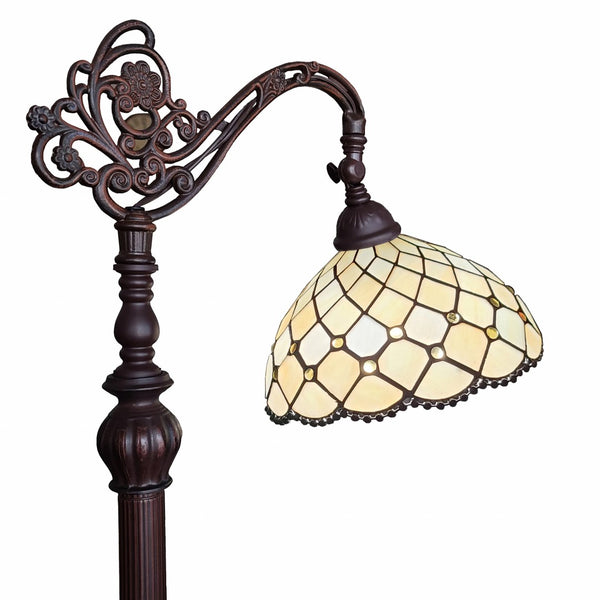 HomeRoots 62" Elegant Brown Metal Floor Lamp with White Glass Bowl Shade for Cozy Ambient Lighting 478081