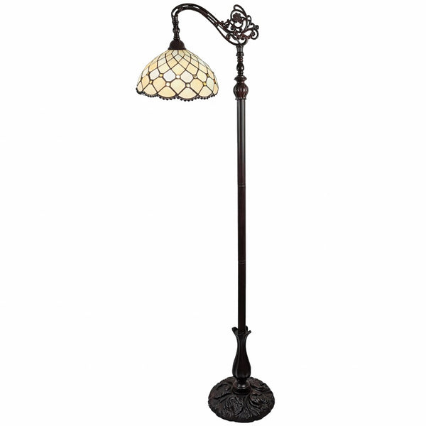 HomeRoots 62" Elegant Brown Metal Floor Lamp with White Glass Bowl Shade for Cozy Ambient Lighting 478081