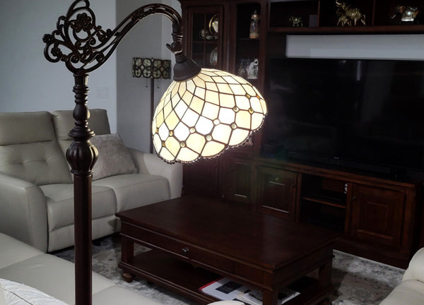 HomeRoots 62" Elegant Brown Metal Floor Lamp with White Glass Bowl Shade for Cozy Ambient Lighting 478081