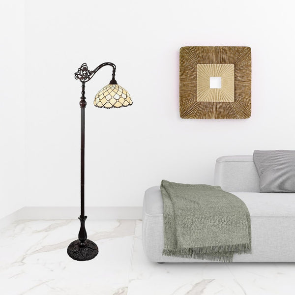 HomeRoots 62" Elegant Brown Metal Floor Lamp with White Glass Bowl Shade for Cozy Ambient Lighting 478081