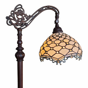 HomeRoots 62" Elegant Brown and White Floor Lamp with White Glass Shade for Timeless Home Illumination 478082