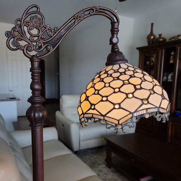 HomeRoots 62" Elegant Brown and White Floor Lamp with White Glass Shade for Timeless Home Illumination 478082