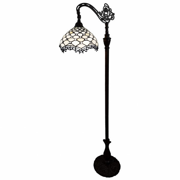HomeRoots 62" Elegant Brown and White Floor Lamp with White Glass Shade for Timeless Home Illumination 478082