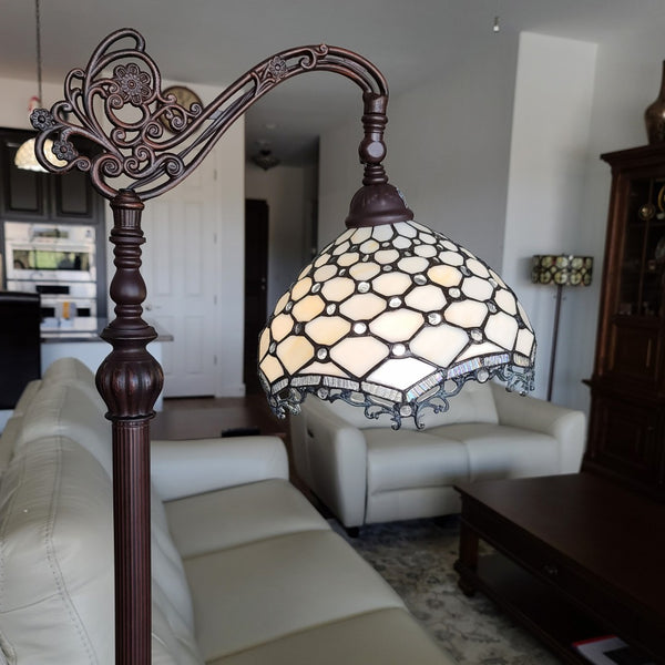HomeRoots 62" Elegant Brown and White Floor Lamp with White Glass Shade for Timeless Home Illumination 478082