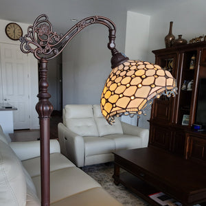 HomeRoots 62" Elegant Brown and White Floor Lamp with White Glass Shade for Timeless Home Illumination 478082