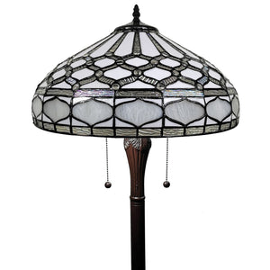 HomeRoots 62" Elegant Brown and White Torchiere Floor Lamp with Geometric Glass Shade for Ambient Lighting 478084