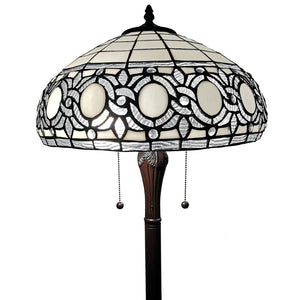 HomeRoots 63" Brown Traditional Floor Lamp with White Stained Glass Shade – Elegant Design for Any Space 478085