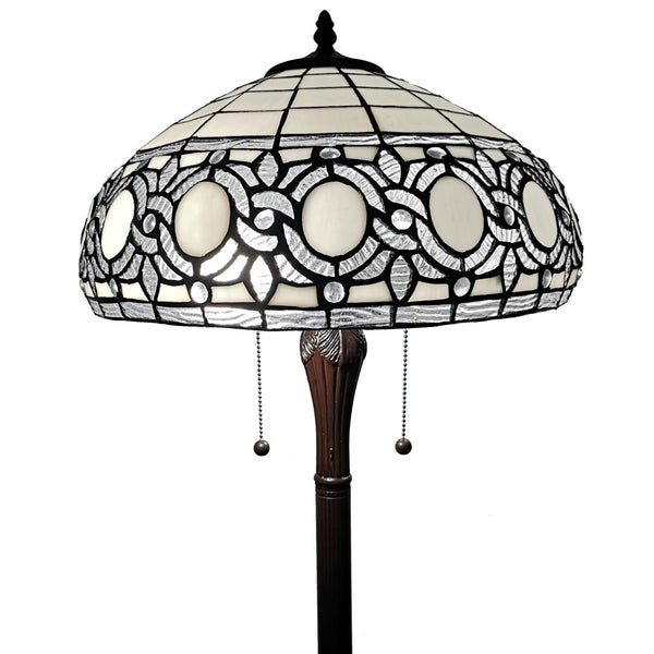 HomeRoots 63" Brown Traditional Floor Lamp with White Stained Glass Shade – Elegant Design for Any Space 478085