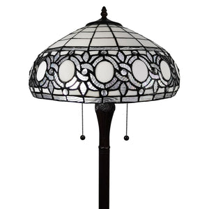 HomeRoots 63" Brown Traditional Floor Lamp with White Stained Glass Shade – Elegant Design for Any Space 478085
