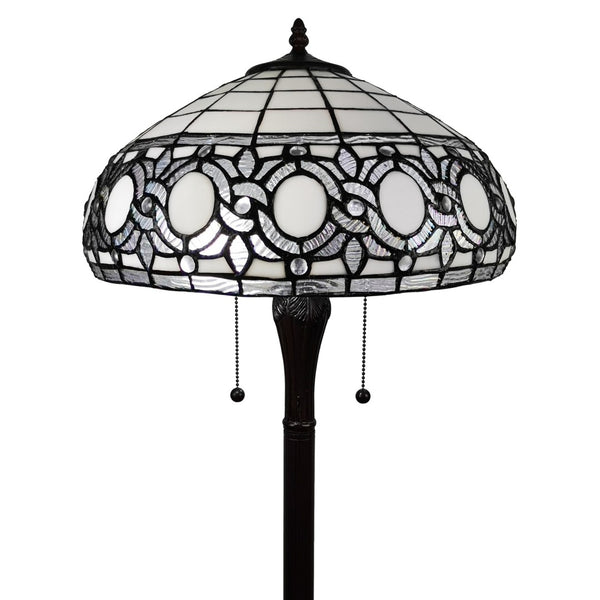 HomeRoots 63" Brown Traditional Floor Lamp with White Stained Glass Shade – Elegant Design for Any Space 478085