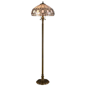 HomeRoots 63" Brown Traditional Floor Lamp with White Stained Glass Shade – Elegant Design for Any Space 478085