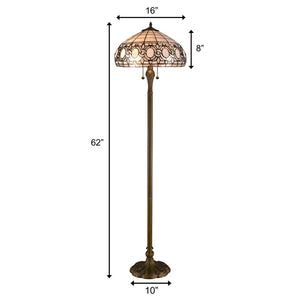 HomeRoots 63" Brown Traditional Floor Lamp with White Stained Glass Shade – Elegant Design for Any Space 478085