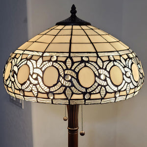 HomeRoots 63" Brown Traditional Floor Lamp with White Stained Glass Shade – Elegant Design for Any Space 478085