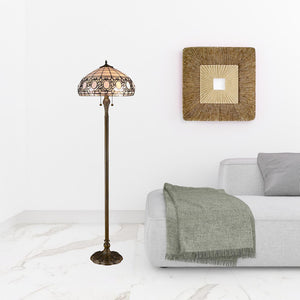 HomeRoots 63" Brown Traditional Floor Lamp with White Stained Glass Shade – Elegant Design for Any Space 478085