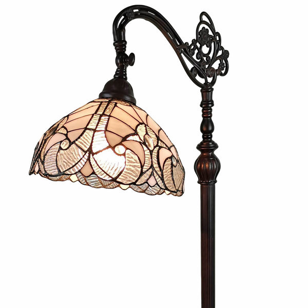 Homeroots 62" Brown Traditional Shaped Floor Lamp With White Stained Glass Bowl Shade  Metal 478087