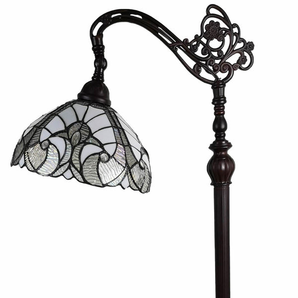 Homeroots 62" Brown Traditional Shaped Floor Lamp With White Stained Glass Bowl Shade  Metal 478087