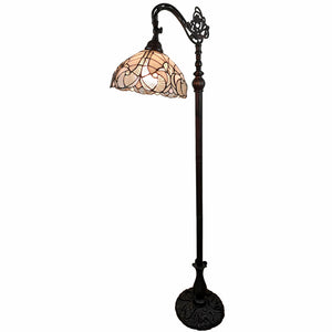 Homeroots 62" Brown Traditional Shaped Floor Lamp With White Stained Glass Bowl Shade  Metal 478087