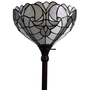 HomeRoots 62" Elegant Brown Torchiere Floor Lamp with Classic Tiffany-Style Dome Shade for Warm Ambient Light 478089
