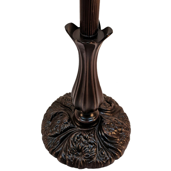 HomeRoots 62" Brown Metal Arched Floor Lamp - Handcrafted Tiffany-Style Stained Glass with Floral Design 478090