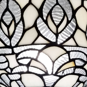 HomeRoots 62" Elegant Brown Torchiere Floor Lamp with White Peacock Feather Glass Dome for Ambient Glow 478091