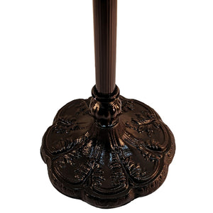 HomeRoots 62" Elegant Brown Torchiere Floor Lamp with White Peacock Feather Glass Dome for Ambient Glow 478091