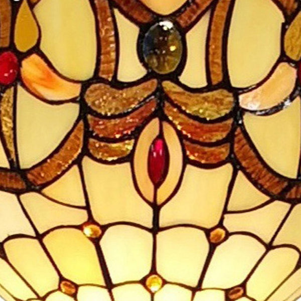 HomeRoots 62" Elegant Torchiere Floor Lamp with Handcrafted Stained Glass Dome and Floral Design Accents 478093