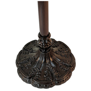 HomeRoots 62" Elegant Torchiere Floor Lamp with Handcrafted Stained Glass Dome and Floral Design Accents 478093