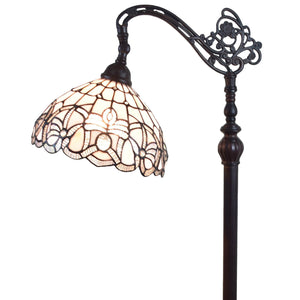 Homeroots 62" Brown Traditional Shaped Floor Lamp With White Stained Glass Bowl Shade  Metal 478094
