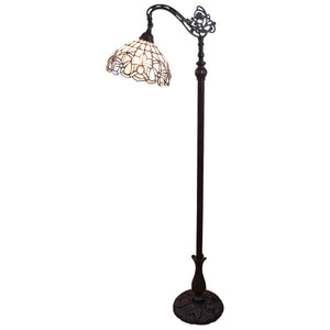 Homeroots 62" Brown Traditional Shaped Floor Lamp With White Stained Glass Bowl Shade  Metal 478094