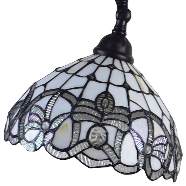 Homeroots 62" Brown Traditional Shaped Floor Lamp With White Stained Glass Bowl Shade  Metal 478094