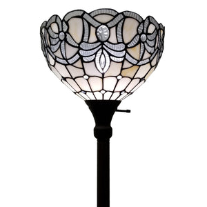Homeroots 72" Brown Traditional Shaped Floor Lamp With Brown Stained Glass Bowl Shade  Metal 478095