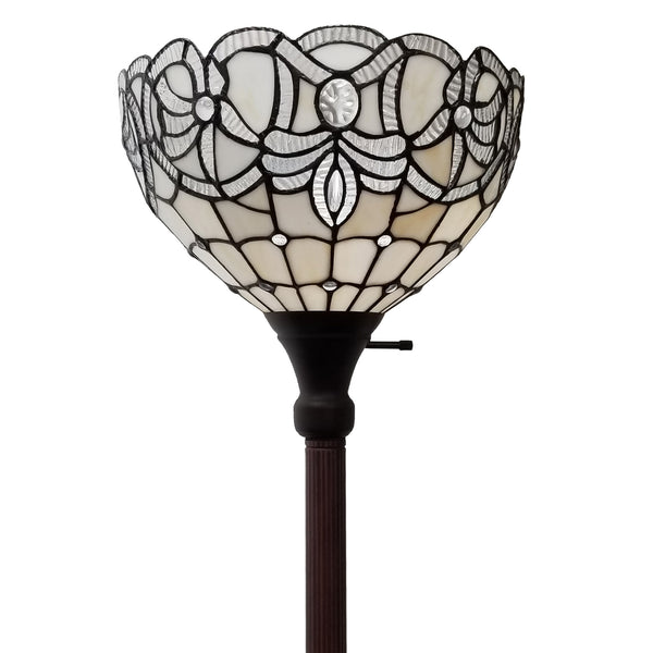 Homeroots 72" Brown Traditional Shaped Floor Lamp With Brown Stained Glass Bowl Shade  Metal 478095