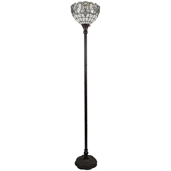 Homeroots 72" Brown Traditional Shaped Floor Lamp With Brown Stained Glass Bowl Shade  Metal 478095