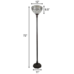 Homeroots 72" Brown Traditional Shaped Floor Lamp With Brown Stained Glass Bowl Shade  Metal 478095