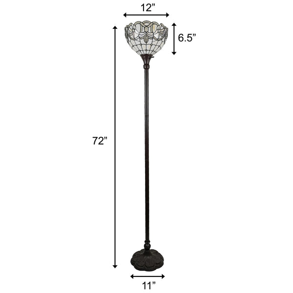 Homeroots 72" Brown Traditional Shaped Floor Lamp With Brown Stained Glass Bowl Shade  Metal 478095