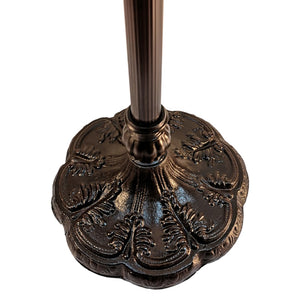 HomeRoots 63" Beige Metal Torchiere Floor Lamp with Floral Stained Glass Shade for Elegant Ambient Lighting 478096