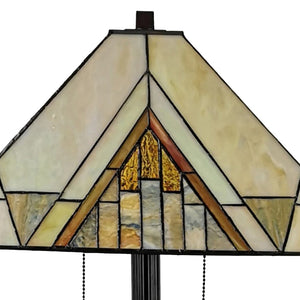 HomeRoots 62" Elegant Brown Two-Light Stained Glass Floor Lamp with Adjustable Brightness for Cozy Ambiance 478099