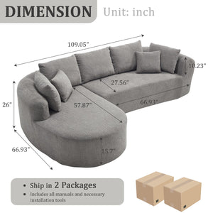 English Elm 109 Cloud Sectional Couch with L-Shape Chaise, Chenille Modular Sofa Bed, Memory Foam Comfort and Easy Setup LIGHT GREY W1249S00004