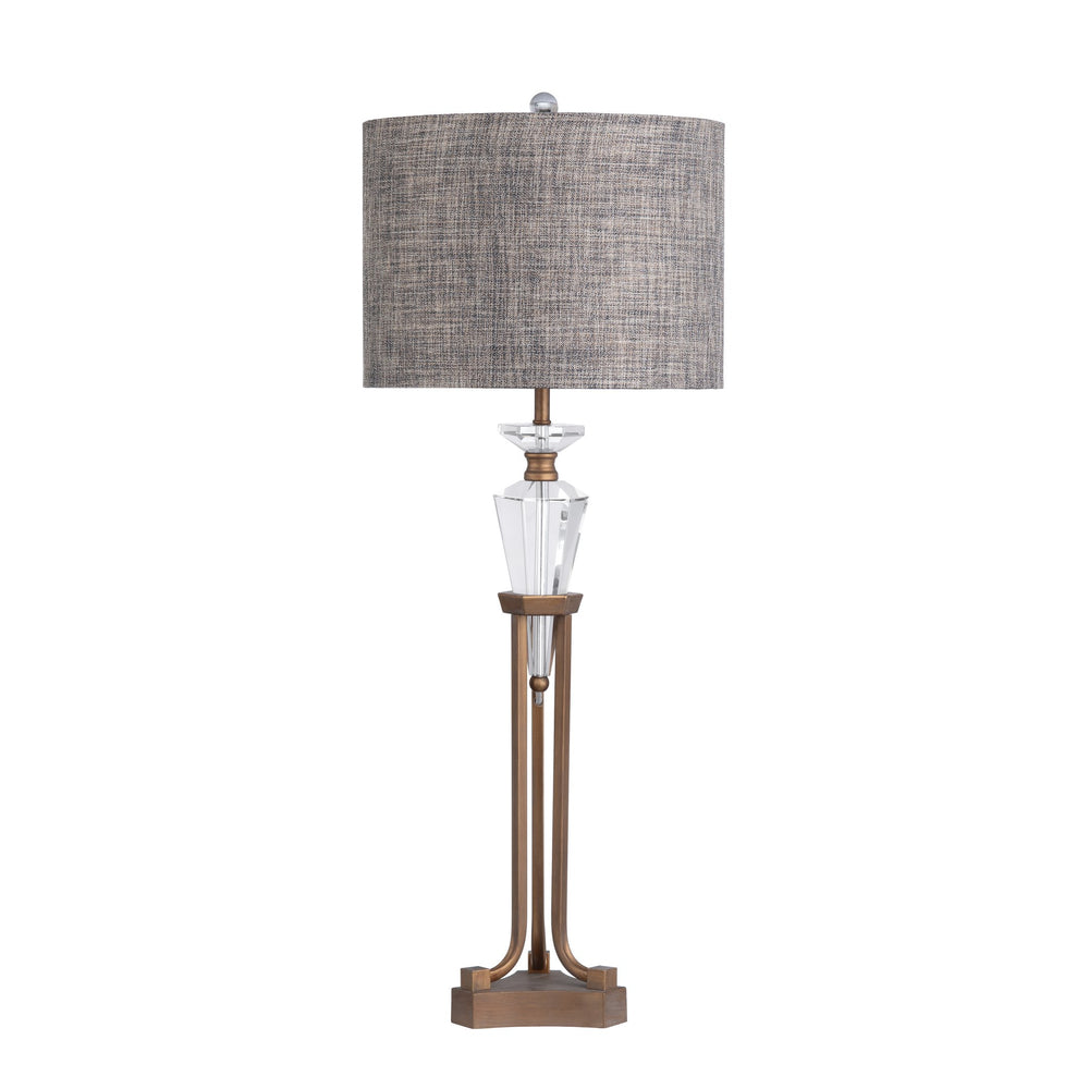 Crestview Collection 36"H Crystal & Metal Table Lamp – Elegant Gold Finish, Textured Grey Shade, 3-way Lighting & Chic Accent   Cvazbs132