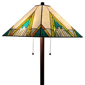 HomeRoots 62" Handcrafted Tiffany-Style Floor Lamp – Amber, Blue & Green Stained Glass for Warm Ambiance 478100