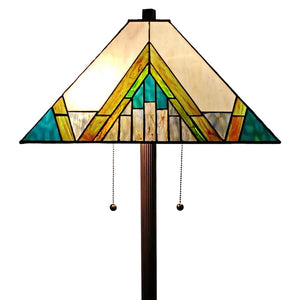 HomeRoots 62" Handcrafted Tiffany-Style Floor Lamp – Amber, Blue & Green Stained Glass for Warm Ambiance 478100
