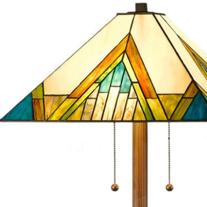 HomeRoots 62" Handcrafted Tiffany-Style Floor Lamp – Amber, Blue & Green Stained Glass for Warm Ambiance 478100